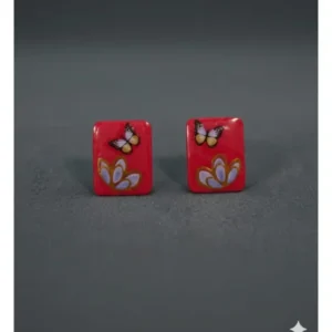 Pendientes Botón Rosa