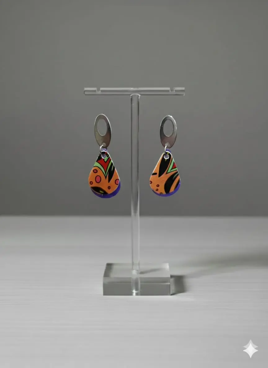 Pendientes violetas y naranjas Pendientes violetas y naranjas - Imagen 2