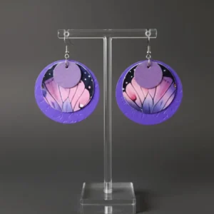 Pendientes violeta de 3 capas