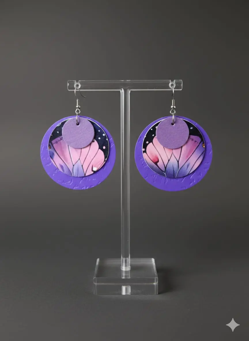 Pendientes violeta de 3 capas Pendientes violeta de 3 capas